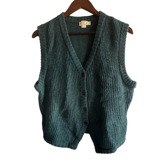 Men's J. Crew Vintage 100% Wool Teal Knit Sweater Vest - Picture 1 of 8